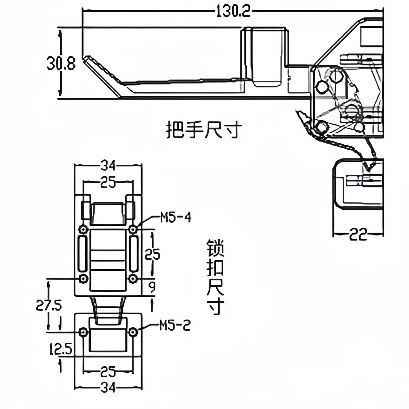 BAOTAI A7-10-351 DK615 Over-center Draw Latch hasp locksTapped Mounting hole M5X0.8X9.5mm deep Non-locking compression latches