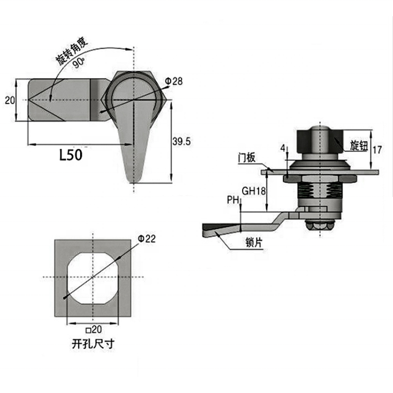 MS714 Zinc Alloy Cabinet Lock Cam Latch High Quality Machinery Cabinet Cylinder Electronic Key Turn Cam Lock Mailbox