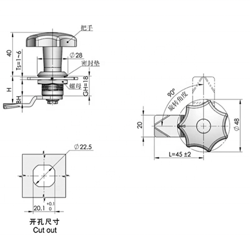 MS714 Zinc Alloy Cabinet Lock Cam Latch High Quality Machinery Cabinet Cylinder Electronic Key Turn Cam Lock Mailbox