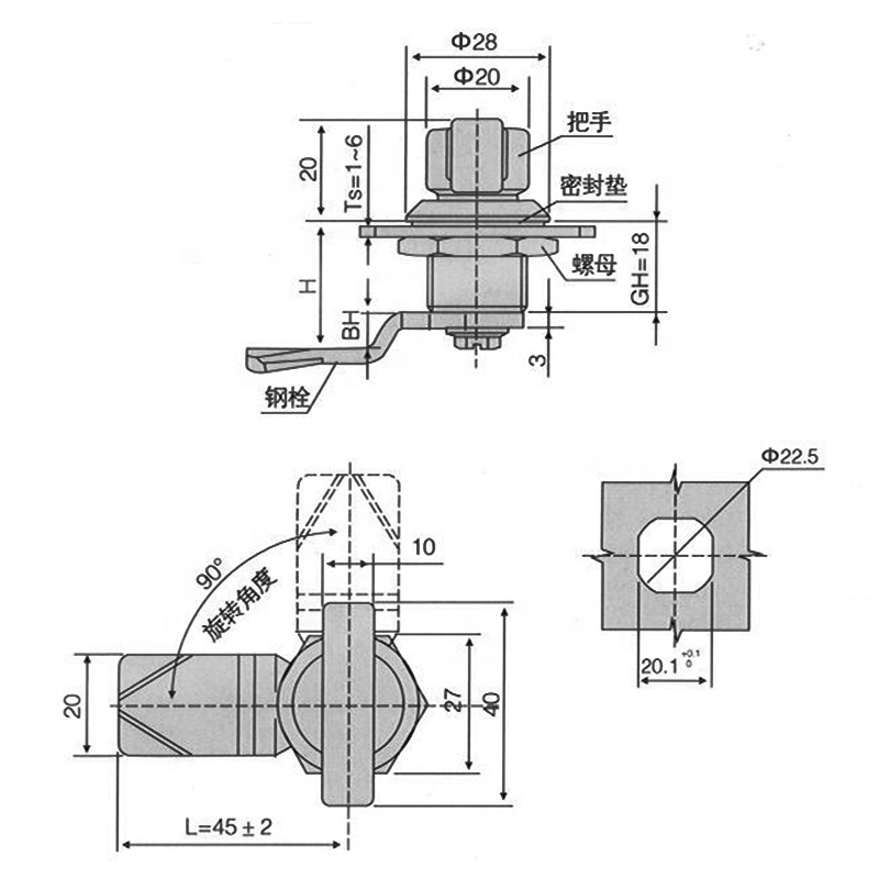 MS714 Zinc Alloy Cabinet Lock Cam Latch High Quality Machinery Cabinet Cylinder Electronic Key Turn Cam Lock Mailbox