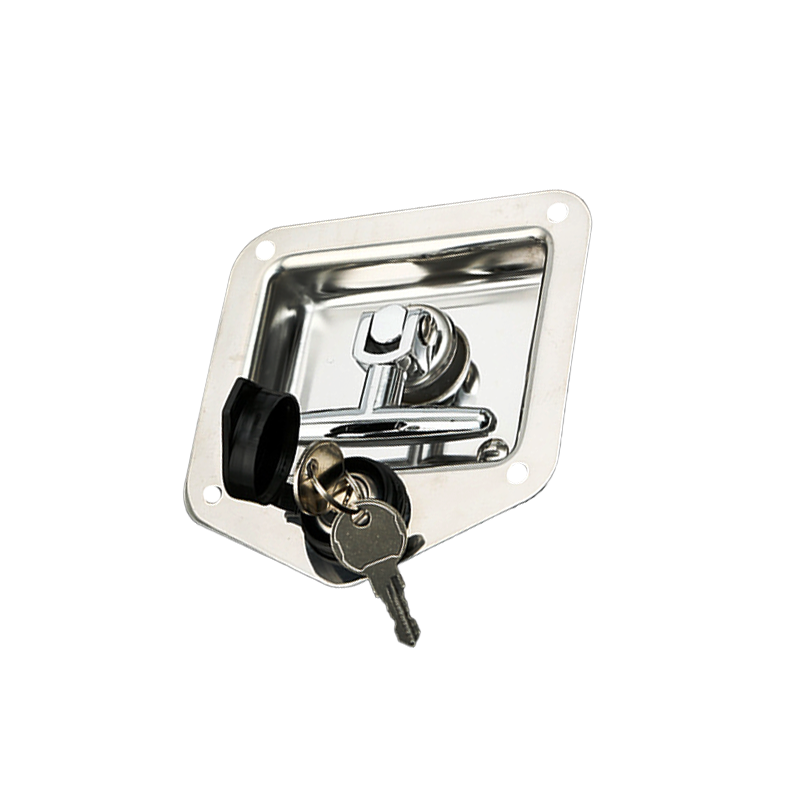 MS857 Trailer Door Latch T-Handle Lock Polished Stainless Steel with Gasket Latch RV Camper Truck Trailer Toolbox Locks