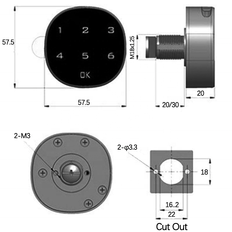 Wt-M-1602 Living Room Digital Fingerprint Door Locks Cam Lock With Fingerprint