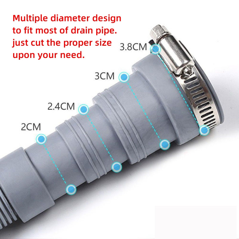 Universal Washing Machine Drain Hose Flexible Dishwasher Drain Hose Corrugated Suction Water Hose With Clamp