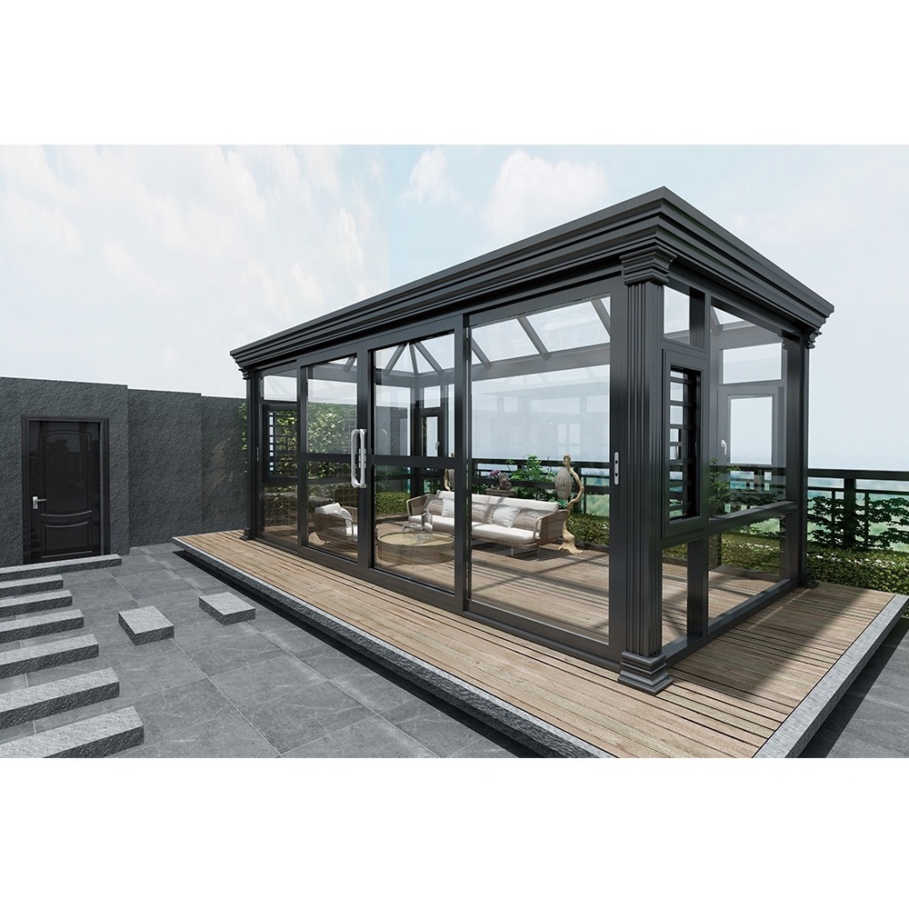 Custom all season glasshouse sunrooms cheap prefab house aluminium glass roof patio enclosures sunroom kit