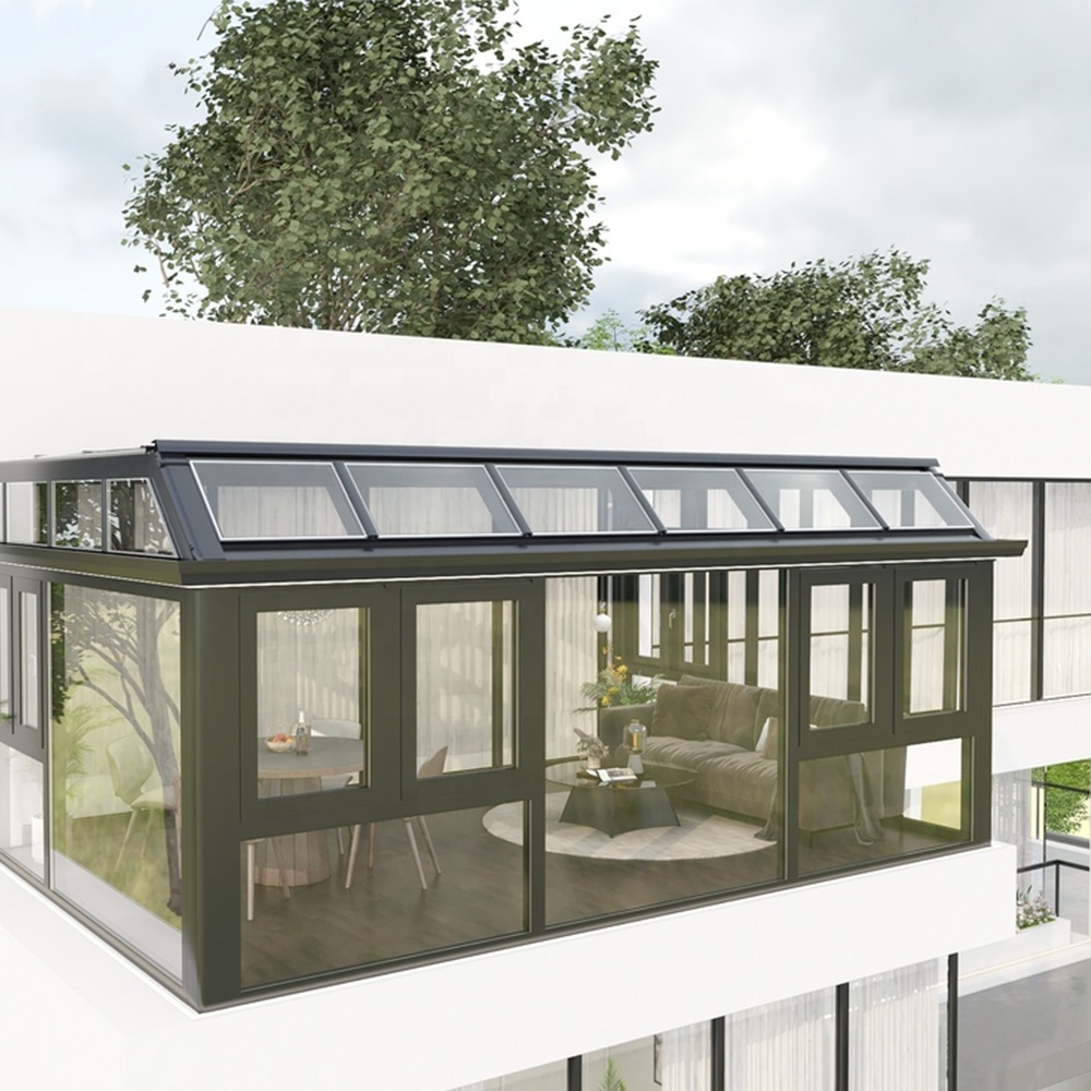 Custom all season glasshouse sunrooms cheap prefab house aluminium glass roof patio enclosures sunroom kit