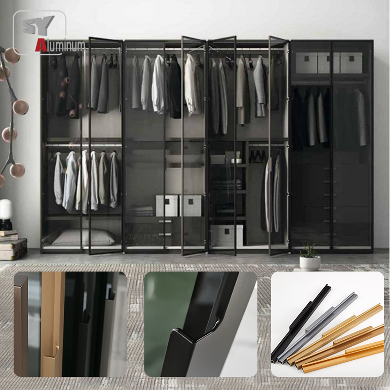 Customized Glass Wardrobe Bedroom Furniture Sets Aluminum Door Wardrobe