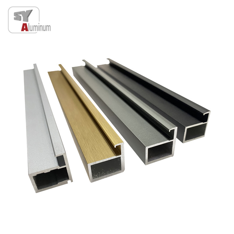 SY Hot selling wardrobe door profile aluminum cabinet glass frame profiles with handle aluminium G Handles Profile