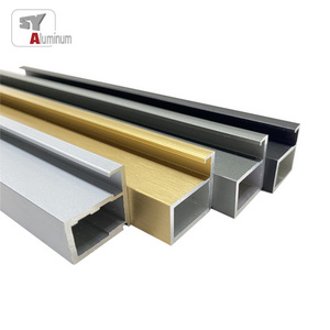 SY Hot selling wardrobe door profile aluminum cabinet glass frame profiles with handle aluminium G Handles Profile