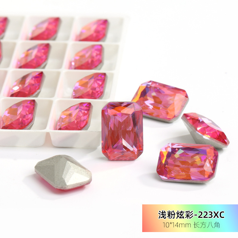 SZK945 wholesale rectangle design point back stones k9 jewelry colorful crystal nail rhinestone for nail art