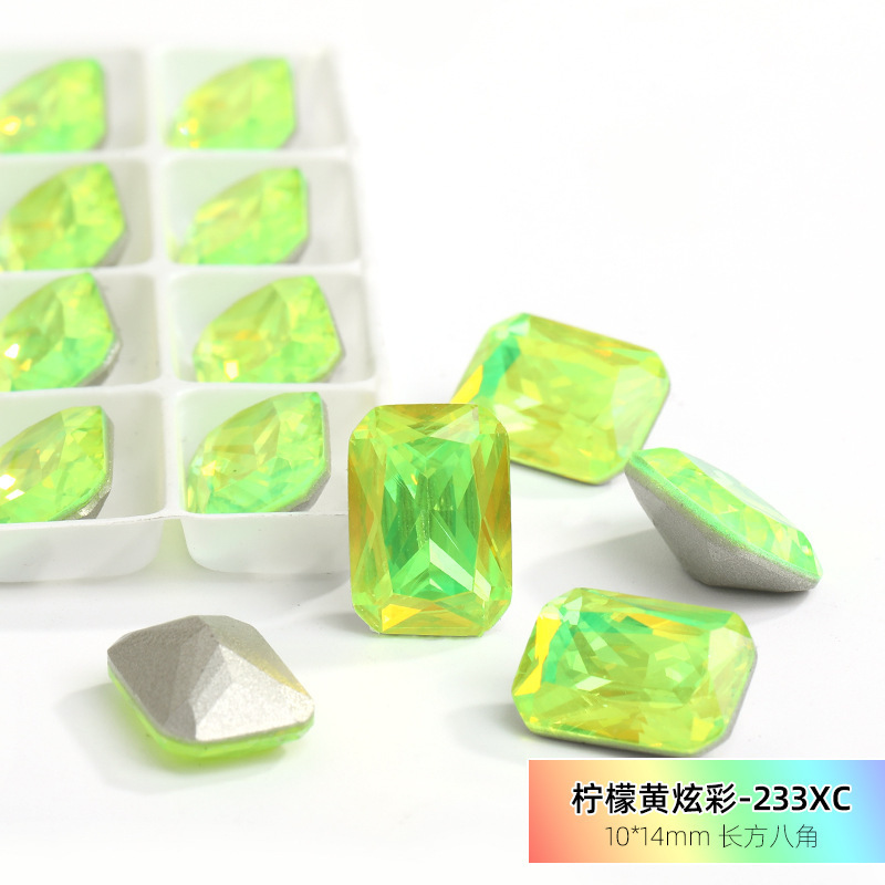 SZK945 wholesale rectangle design point back stones k9 jewelry colorful crystal nail rhinestone for nail art