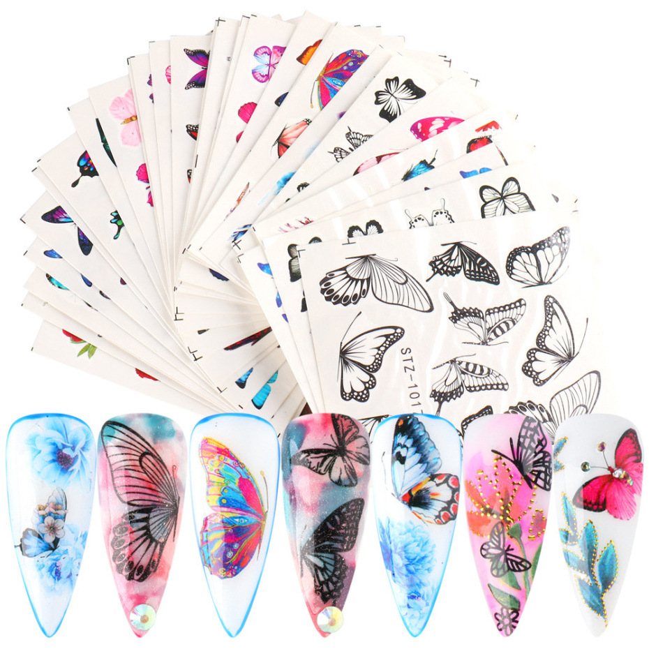 30pcs/bag water transfer nail decal sticker butterfly 3d for nail art