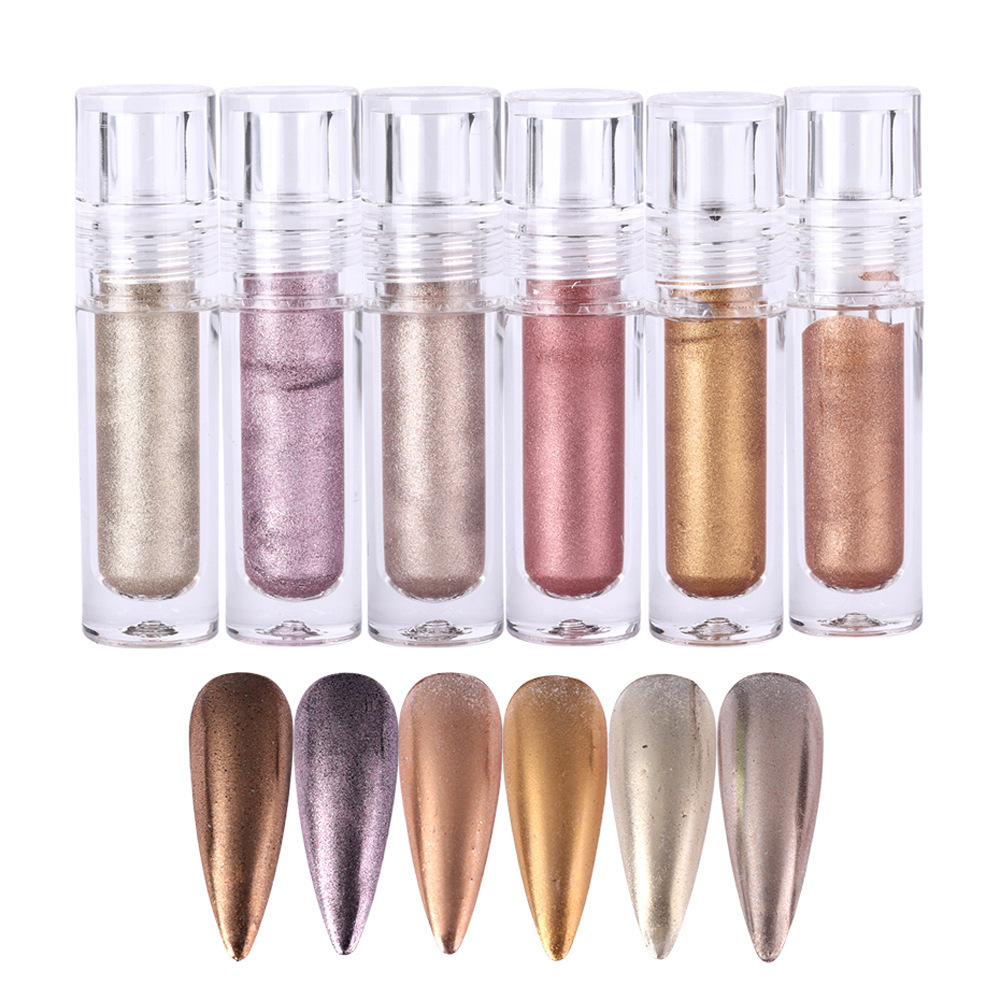 SZP57 2023 new arrival 6 colors dust pigment tube magic mirror metallic nail powder liquid with brush