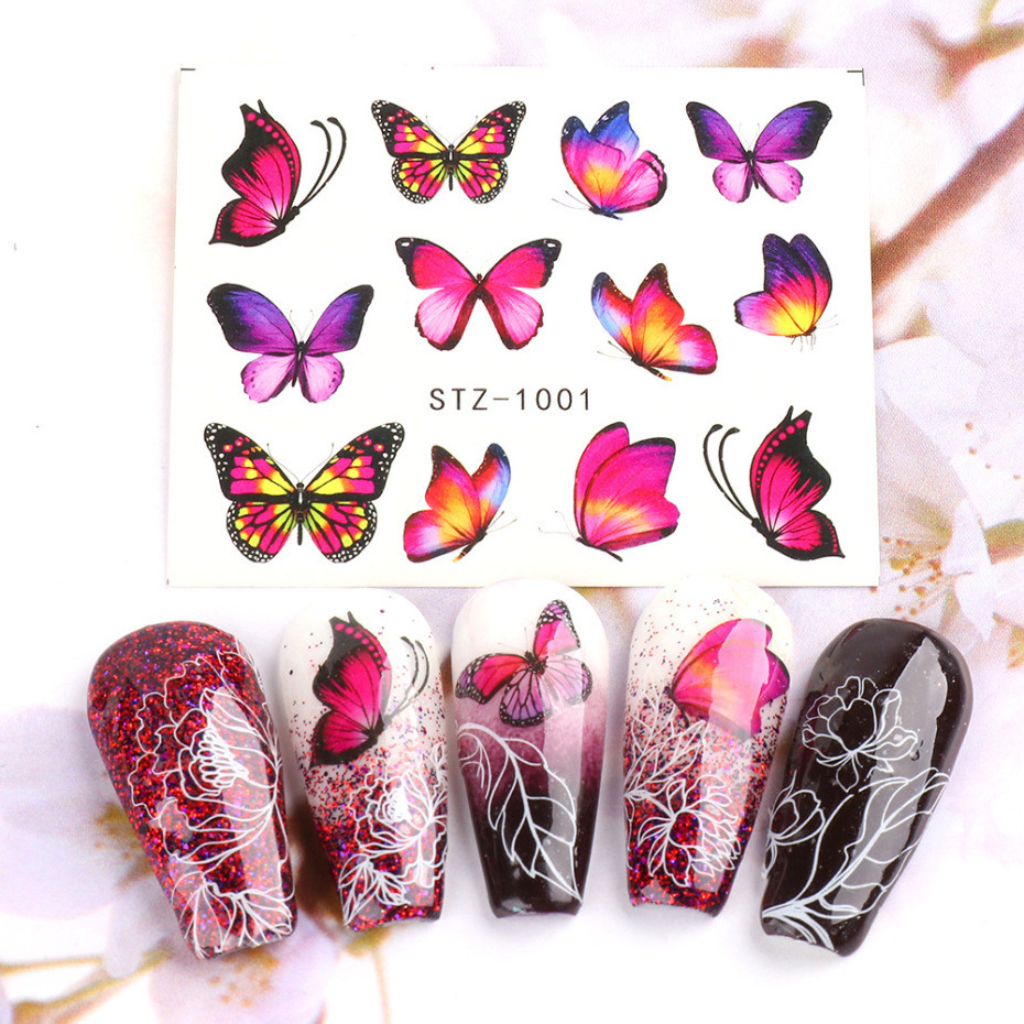 30pcs/bag water transfer nail decal sticker butterfly 3d for nail art