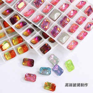 SZK945 wholesale rectangle design point back stones k9 jewelry colorful crystal nail rhinestone for nail art