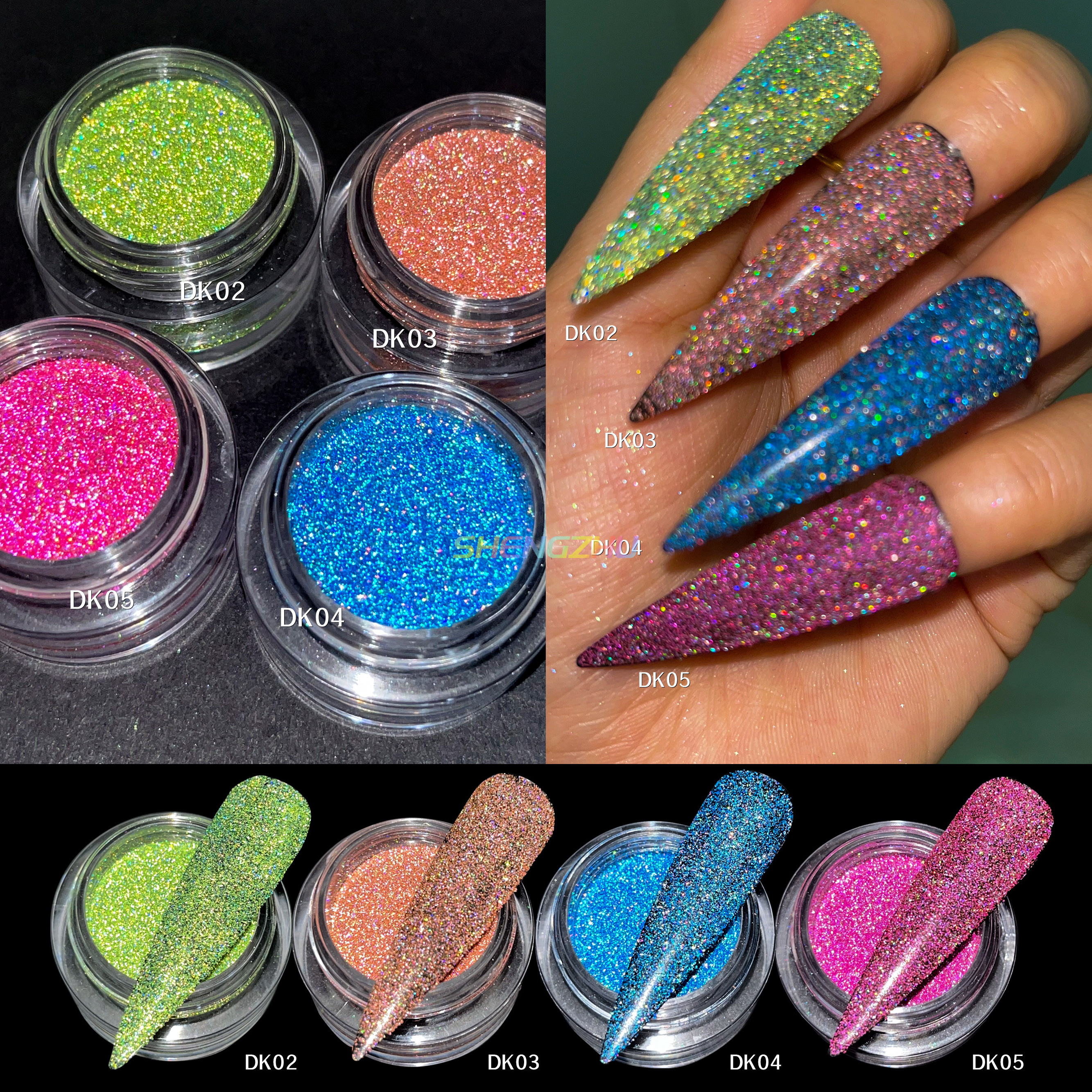 Sheng Zhu Diamond Glitter Disco Reflective Gel Nail Polish Galaxy Holographic Reflective Glitter Powder