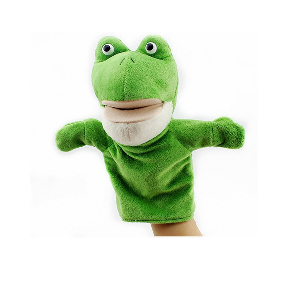 Plush Creative Hand Puppets Blue Green Frog Puppet Show For Sale