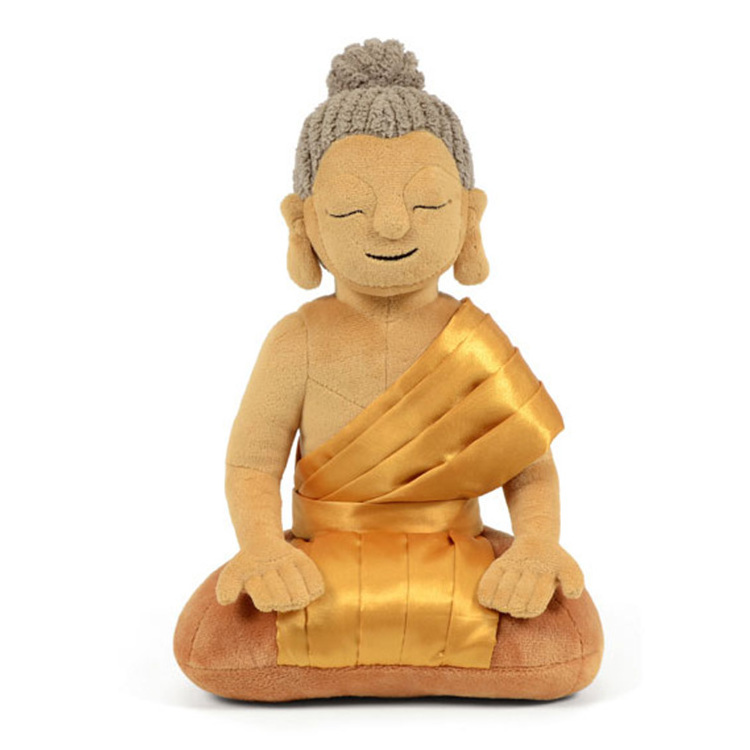 Custom Gold Plush Stuff Meditating Buddha Toy Doll