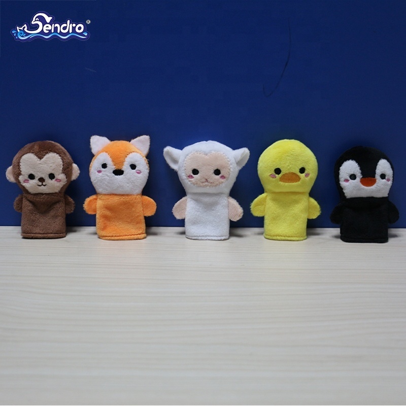 Wholesale birthday gifts A set animal finger puppets for kids custom plush toy free shipping