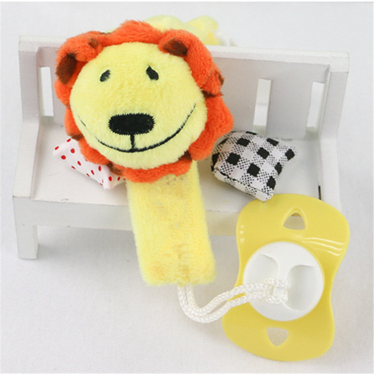 personalized stuffed animal head soft toy baby pacifier holder clip wholesale