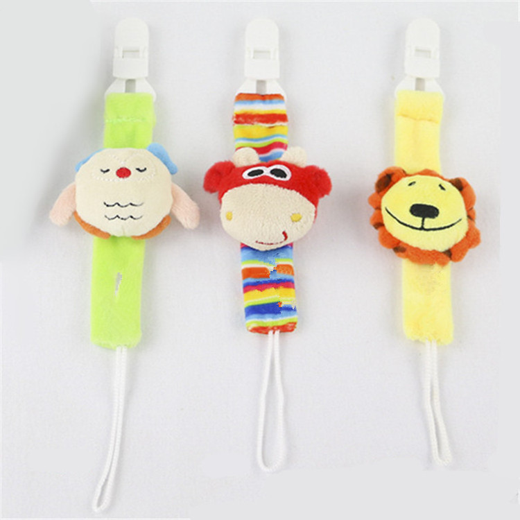 personalized stuffed animal head soft toy baby pacifier holder clip wholesale