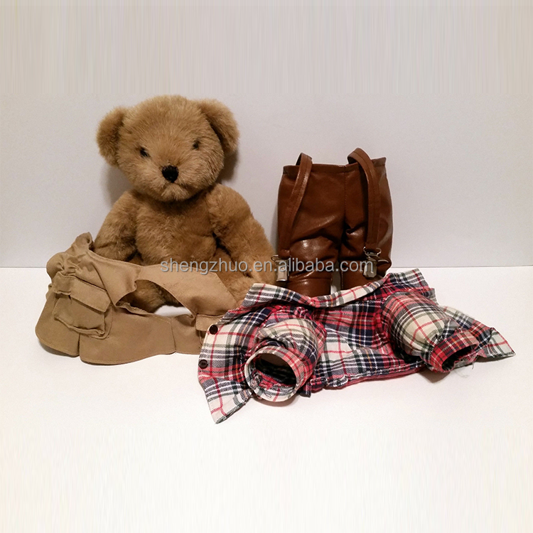 Children favorite clothing furry teddy bear stuffed bear with clothes cute cool rompers plush teddy bear