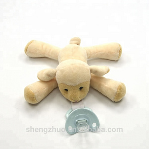 Custom  pp cotton stuffed animal soft plush toy baby pacifier holder