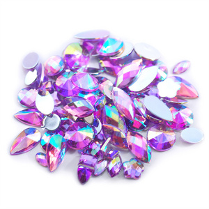 Manufacture Wholesale Sewing Stone Acrylic Ab Color Crystal Mixed Size And Shape Glue On Rhinestones For Clothing Embellishment