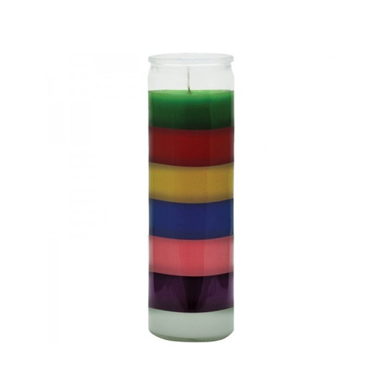 Scented unscented 7 colour layers pillar candle rainbow religious candle