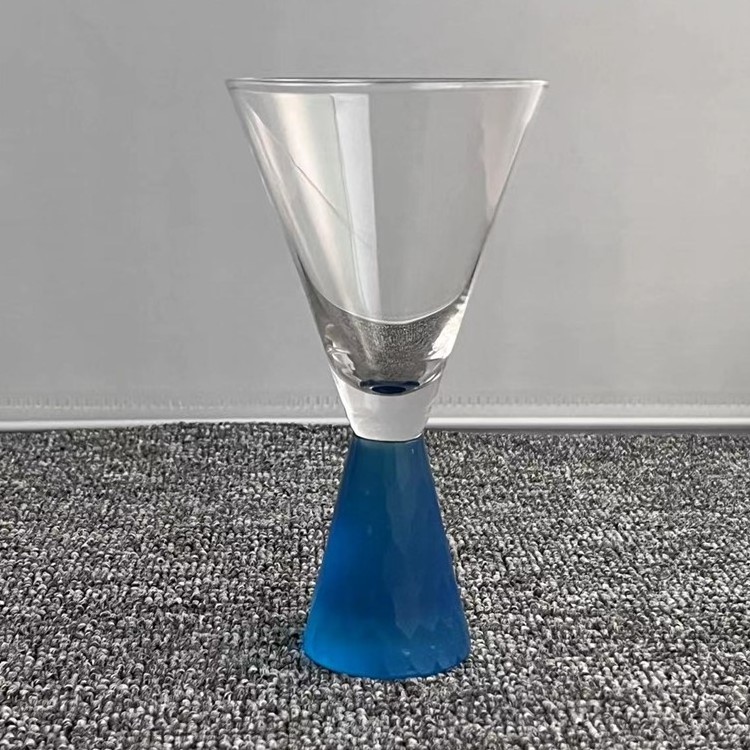 Thick heavy stem cocktail glass hammer pedestal martini glass