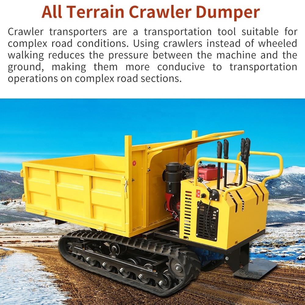 High Quality Small Tracked Transport Vehicle All Terrain Agricultural Climbing Tiger Hydraulic Crawler Dump Truck For Sale