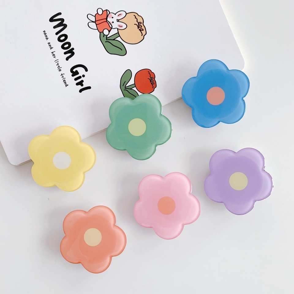 Popular Epoxy Cartoon Flower Cute Resin Mobile Phone Grip Acrylic Finger Popping Holder Phone Sockets