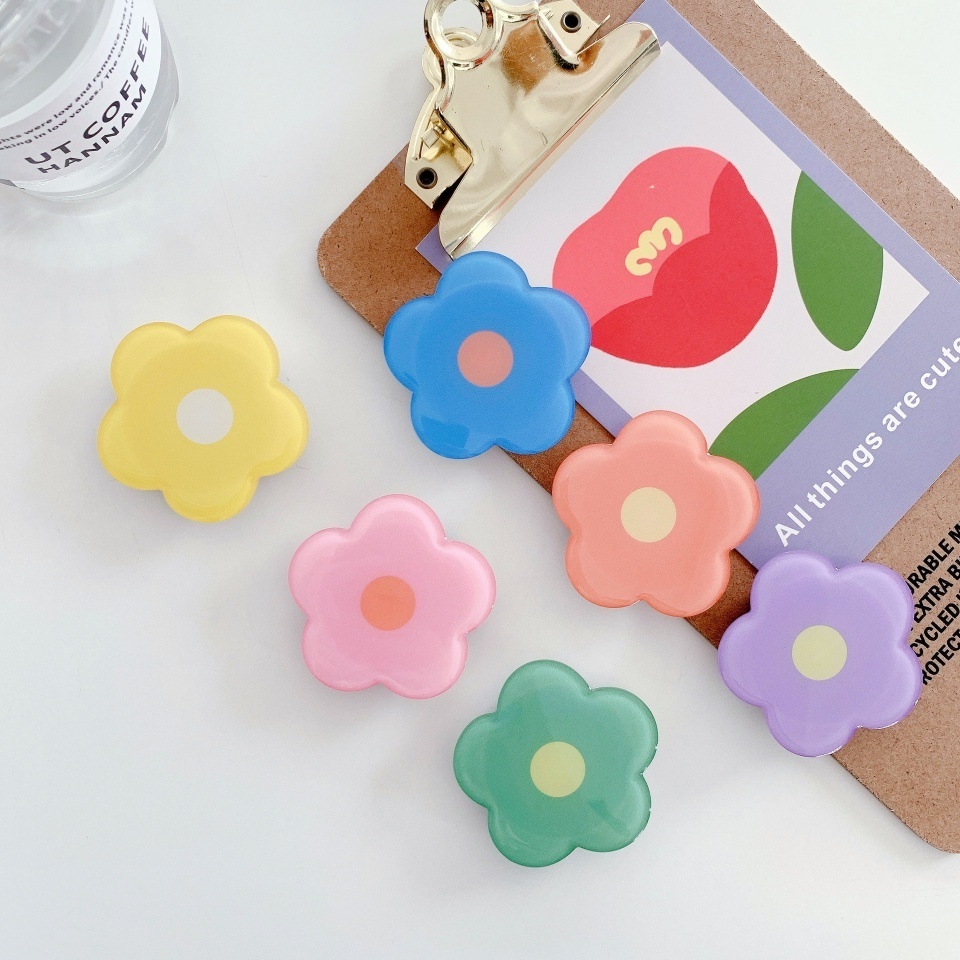 Popular Epoxy Cartoon Flower Cute Resin Mobile Phone Grip Acrylic Finger Popping Holder Phone Sockets