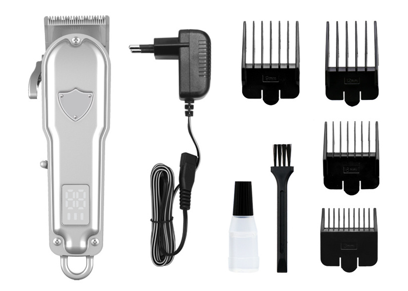 Full metal body carbon steel blade rechargeable cordless clipper For baber salon