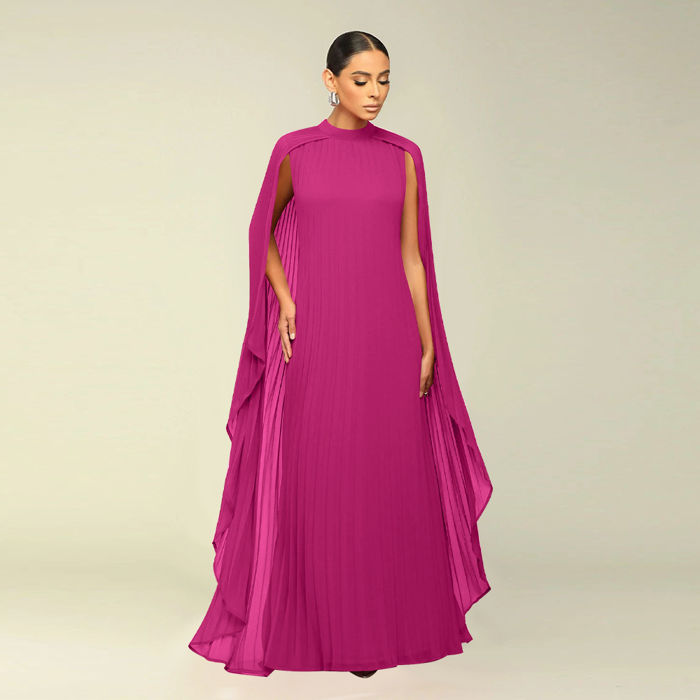 K10675 Fashion Women's Solid Color Chiffon Long Dress Pleated Dress Elegant  Long Boho Maxi Dresses | BestSuppliers.com