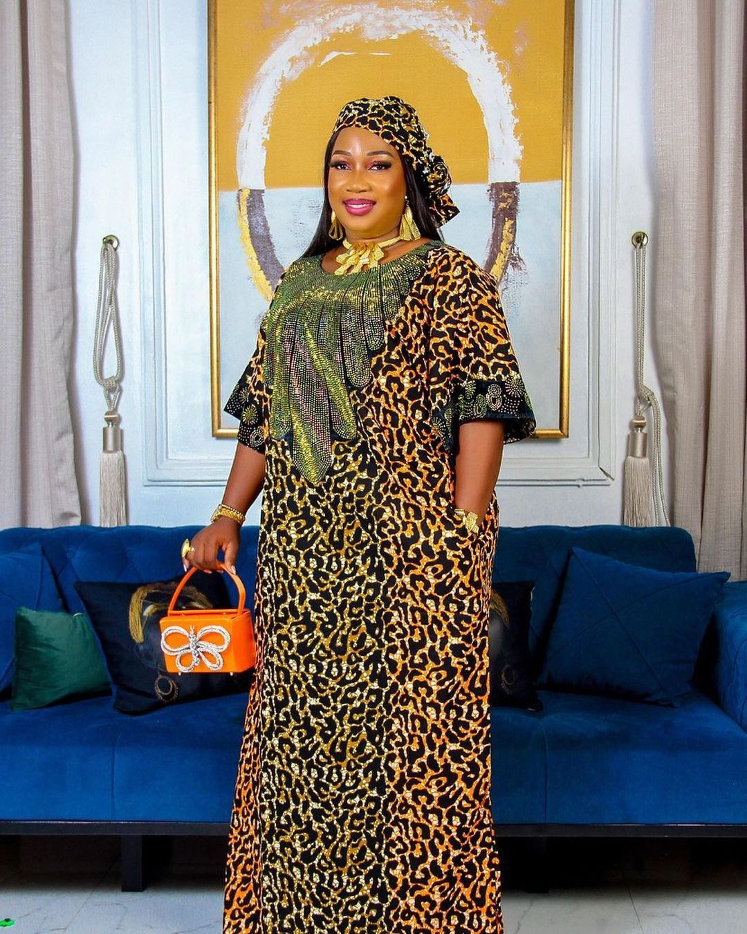 Latest Turkey 2024 African Sequin Leopard Print Loose Muslim Robe With Headscarf Oversized Abaya Long Dress