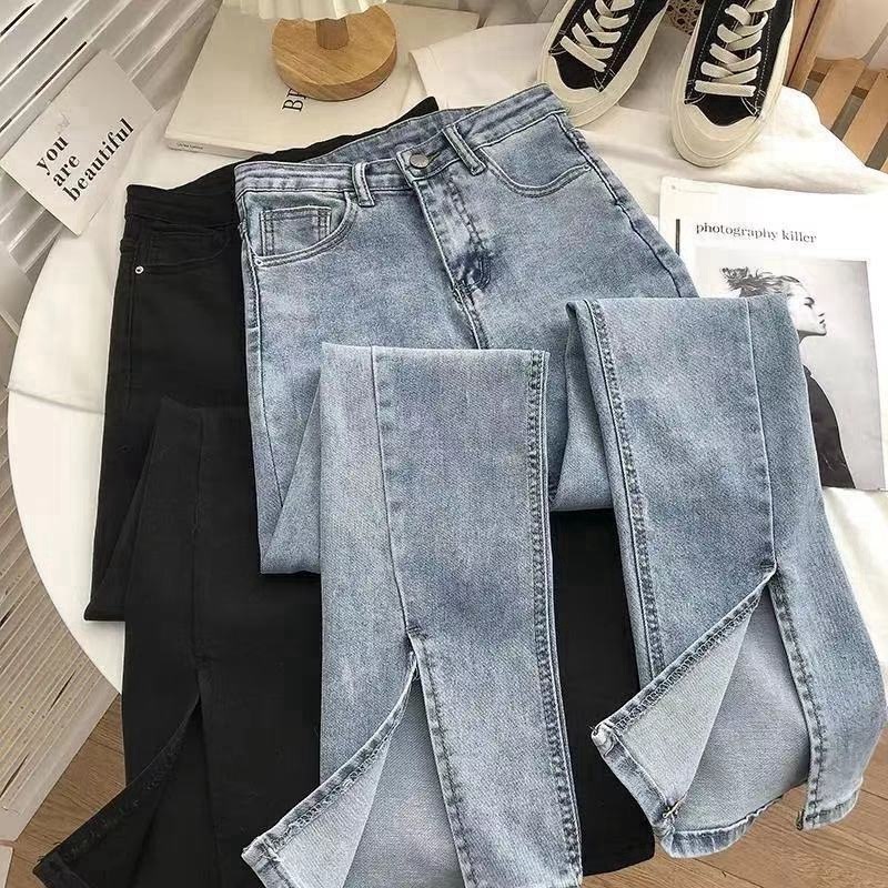 Hot Sell Latest Design Stretchy Denim Jeans Women Flared Pants Fashionable Casual Trouser Street Wear