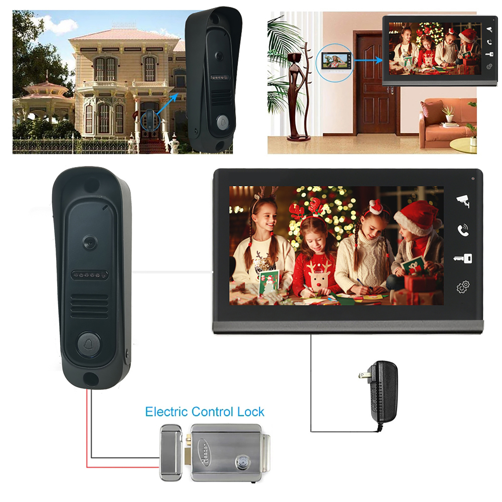 4 Wired Video Doorbell Intercom System RFID Unlock Camera Doorbell with 7 Inch Screen Night Vision Home Door Phone for Villa