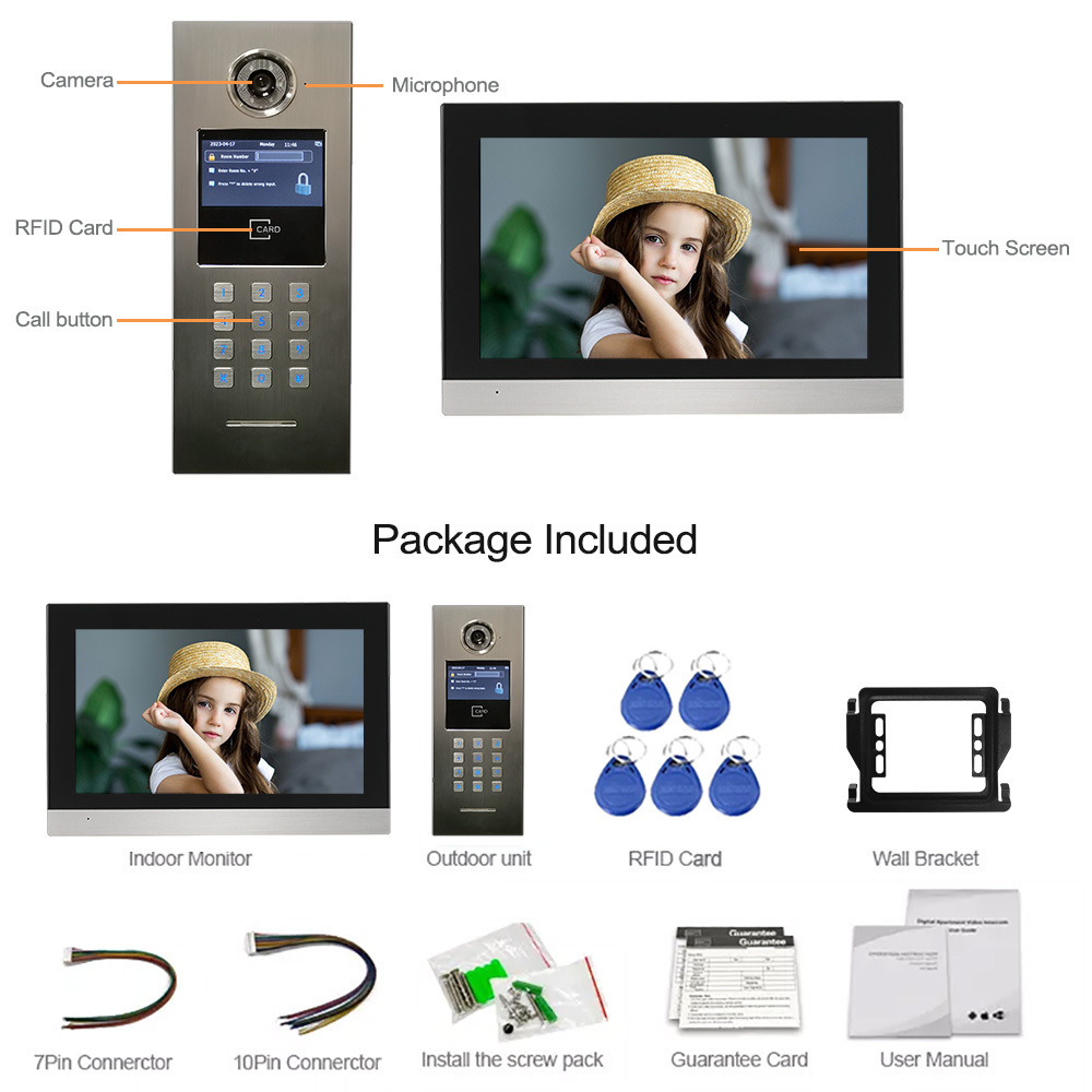 Security IP Intercom Camera Video Door Phone Door Entry System for Multi Apartment Building Tuya App Remotely Unlock Doorbell