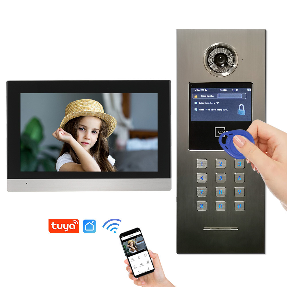 Security IP Intercom Camera Video Door Phone Door Entry System for Multi Apartment Building Tuya App Remotely Unlock Doorbell