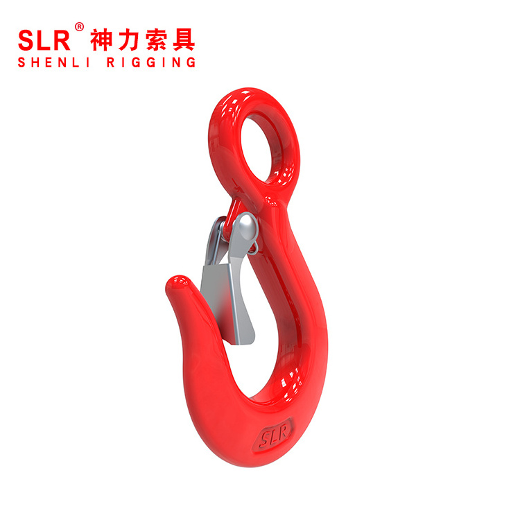 Shenli rigging heavy chain hooks drop forged eye hoist hook with latch/3T eye lifting hook