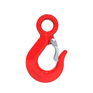 Shenli rigging heavy chain hooks drop forged eye hoist hook with latch/3T eye lifting hook