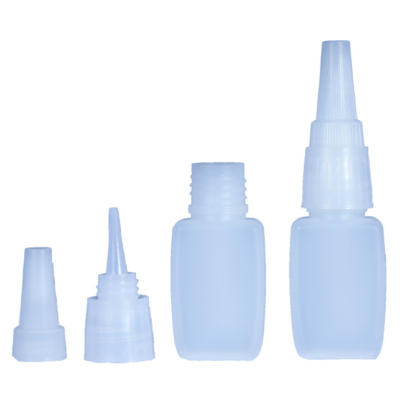 5-100ml plastic instant drying glue bottle 401 super glue white empty bottle with plastic pin sharp mouth cap