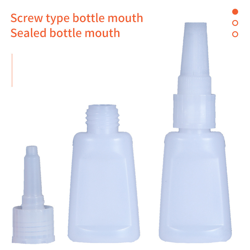 5-100ml plastic instant drying glue bottle 401 super glue white empty bottle with plastic pin sharp mouth cap