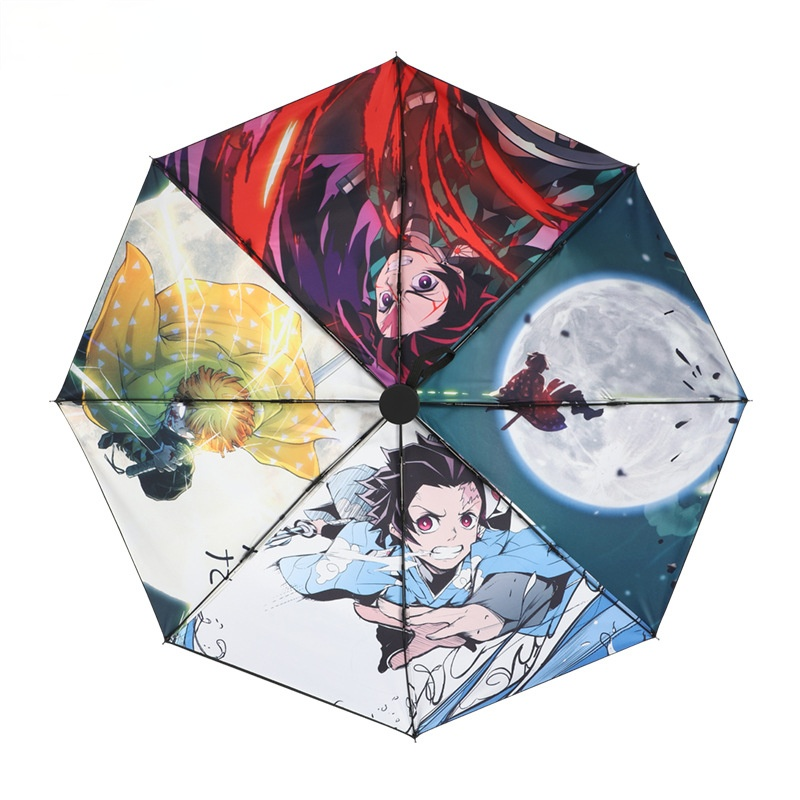 Cartoon Anime Demon Slayer Umbrella Shenman Umbrella Wholesale Sun Protection Folded Uv Umbrella Automatic