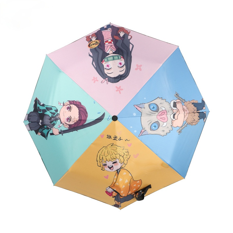 Cartoon Anime Demon Slayer Umbrella Shenman Umbrella Wholesale Sun Protection Folded Uv Umbrella Automatic