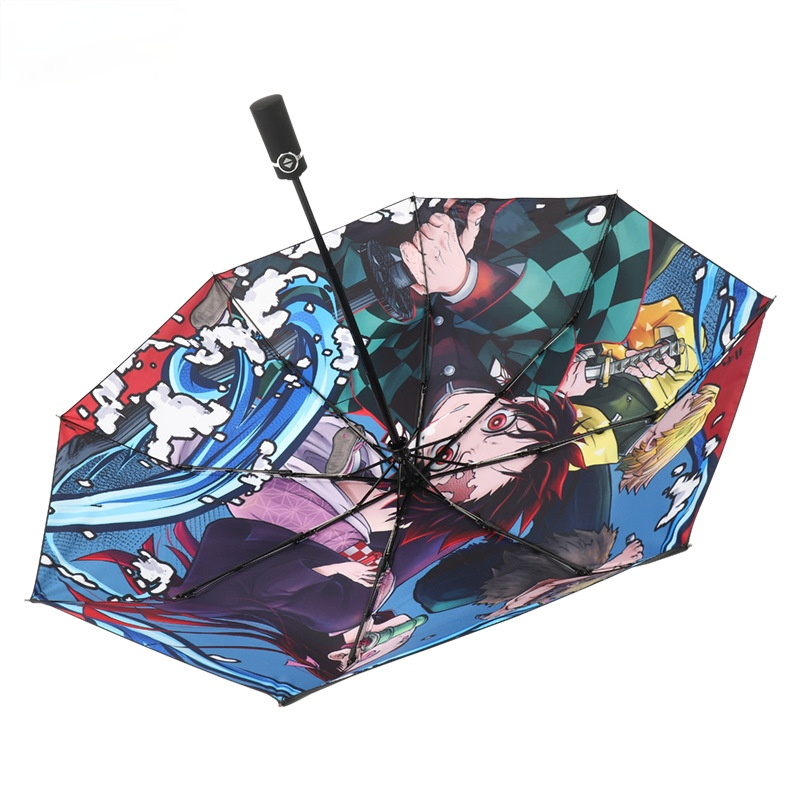 Cartoon Anime Demon Slayer Umbrella Shenman Umbrella Wholesale Sun Protection Folded Uv Umbrella Automatic