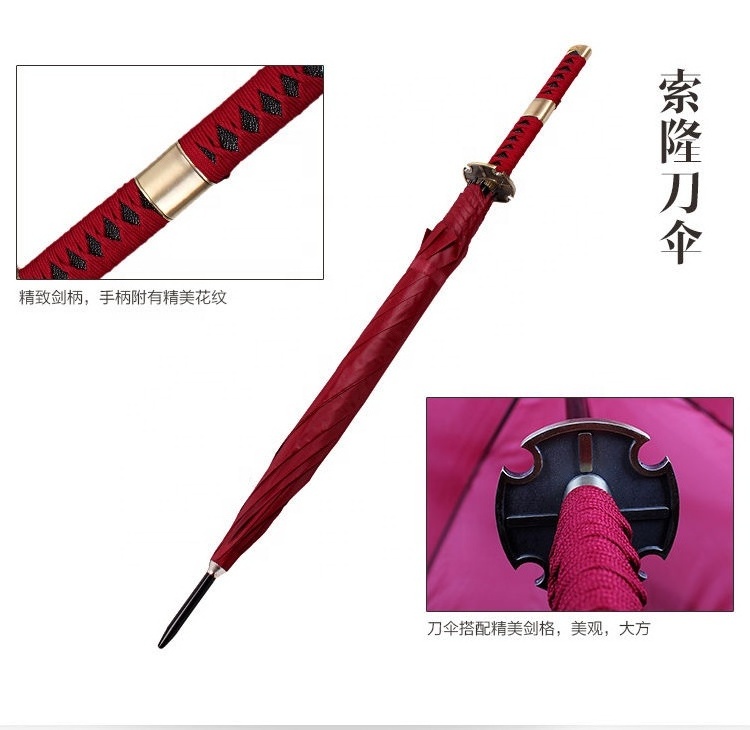 Creative Long Handle Japanese Sword Umbrella One Piece Zoro Straight Handle Female Wind Man Anime Umbrella