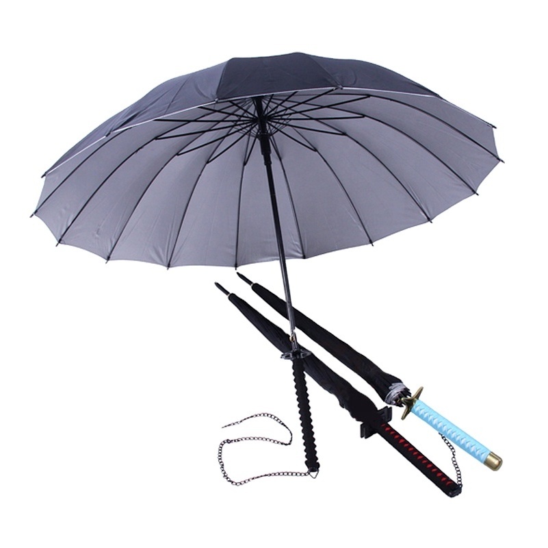 2021 Creative Personality Umbrella Anime Knife Handle Straight Umbrella Automatic Long Handle Umbrella Large