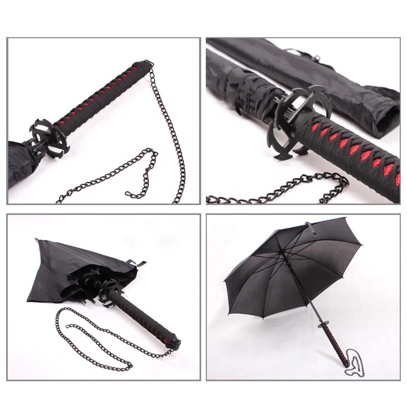 2021 Creative Personality Umbrella Anime Knife Handle Straight Umbrella Automatic Long Handle Umbrella Large