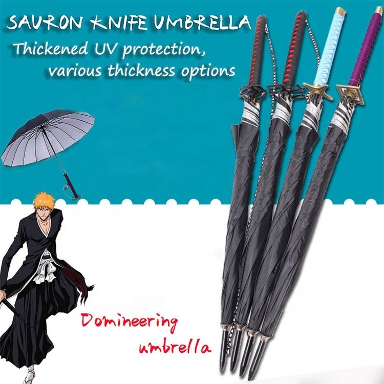 2021 Creative Personality Umbrella Anime Knife Handle Straight Umbrella Automatic Long Handle Umbrella Large